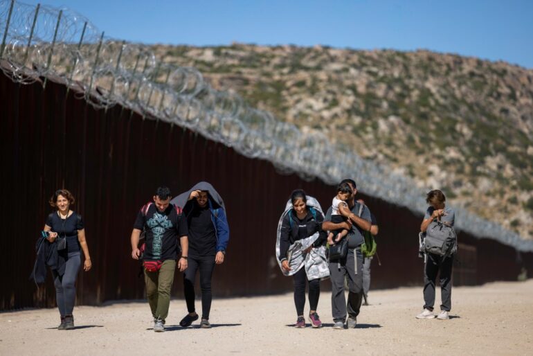 Migrants from around the world continue to arrive across the U.S. southern border near Jacumba Hot Springs, California.