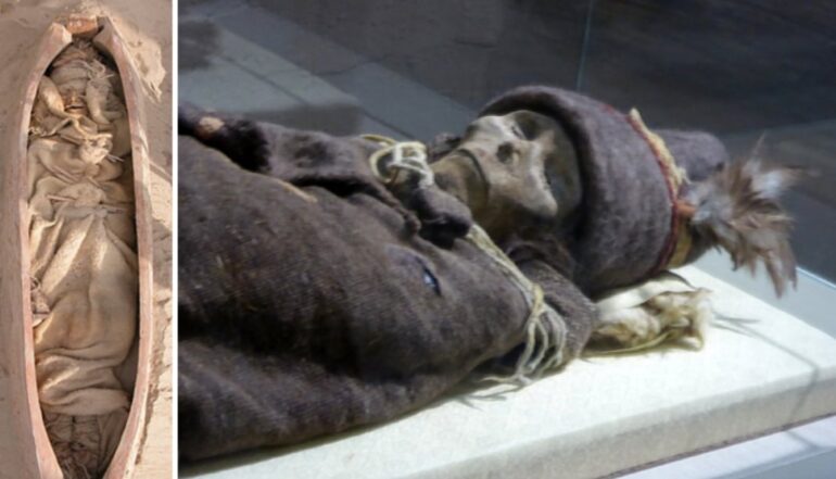 The "Xiaohe Mummy", exhibited in Xinjiang Museum.