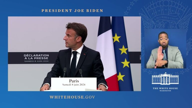 President Biden and President Macron of France Deliver Statements to Press with ASL Interpretation