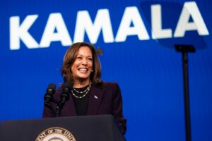 Vice President Kamala Harris delivering a keynote speech at the American Federation of Teachers' 88th National Convention in Houston, Texas on July 25, 2024