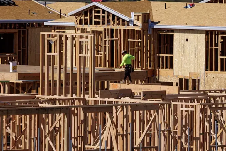 Single-family residential homes are shown under construction in Menifee, California, U.S., March 28, 2024. REUTERS/Mike Blake/File Photo