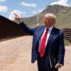 SIERRA VISTA, ARIZONA - AUGUST 22: Republican Presidential Candidate and former President Donald Trump walks along the U.S.-Mexico border on August 22, 2024 south of Sierra Vista, Arizona. Trump will hold a rally in Glendale, Arizona tomorrow. (Photo by Rebecca Noble/Getty Images)