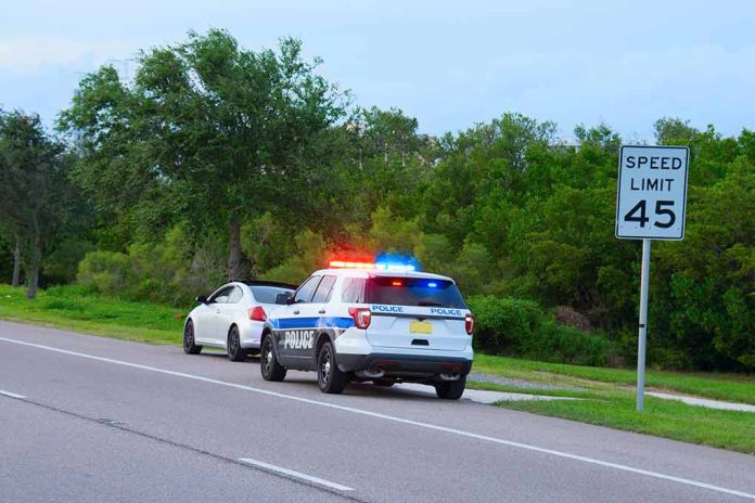 traffic cop pulling over a car