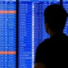 A flight departure information board is seen on Tuesday July 23, 2024 at Ronald Reagan Airport in Arlington, Virginia. A massive Crowdstrike outage impacting Microsoft systems continued to cause residual delays for air travel. (Photo by Aaron Schwartz / Middle East Images / Middle East Images via AFP) (Photo by AARON SCHWARTZ/Middle East Images/AFP via Getty Images)