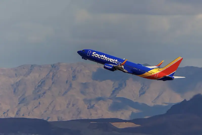 A Southwest commercial airliner takes off from Las Vegas International Airport in Las Vegas, Nevada, U.S., February 8, 2024. REUTERS/Mike Blake/File Photo