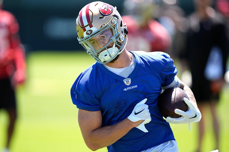 Ricky Pearsall #14 of the San Francisco 49ers works out during mini camp on June 05, 2024 in Santa Clara, California. (Photo by Thearon W. Henderson/Getty Images)