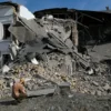 - A man examines the destruction in an office center hit by a missile attack in Kyiv on September 2, 2024, amid the Russian invasion in Ukraine. Ukraine downed 22 missiles early on September 2, 2024 that Russia fired toward Kyiv and two other region during an attack that wounded three people, authorities said. The missiles were among the 30 launched at Ukraine a few hours before Ukrainian children began a third school year under the Russian invasion. (Photo by Sergei CHUZAVKOV / AFP) (Photo by SERGEI CHUZAVKOV/AFP via Getty Images)