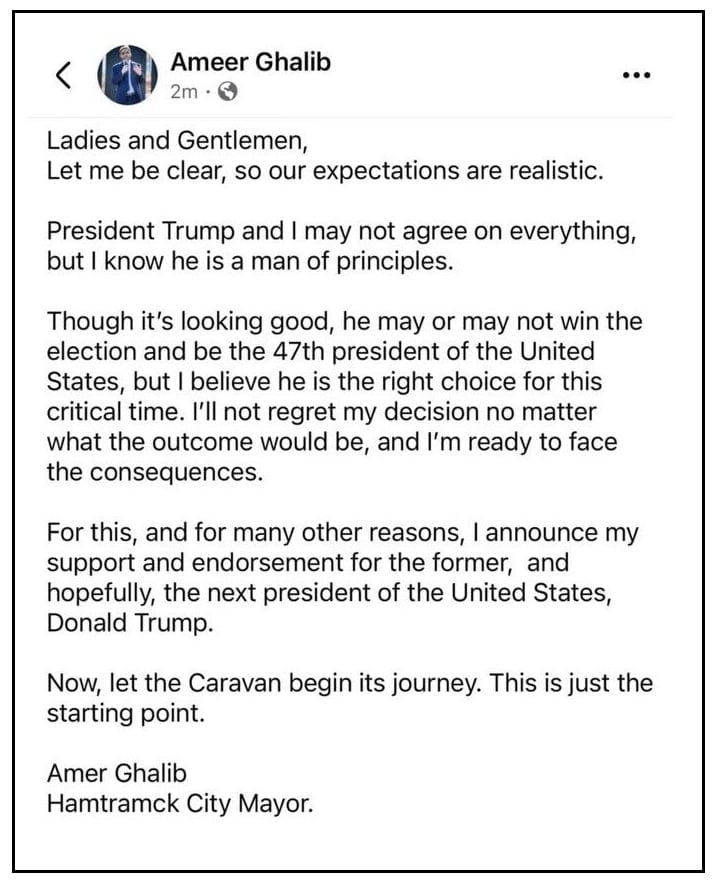 Arab-American Democrat Mayor From Michigan Endorses President Trump * 100PercentFedUp.com * by Joshua C.