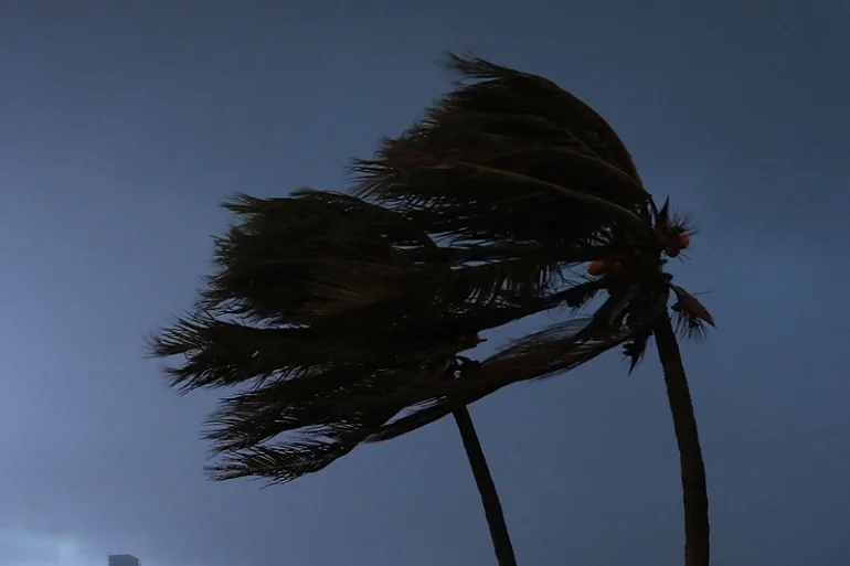 The skyline is seen as the outerbands of Hurricane Irma start to reach Florida on September 9, 2017 in Miami, Florida. Florida is in the path of the Hurricane which may come ashore at category 4. (Photo by Joe Raedle/Getty Images)