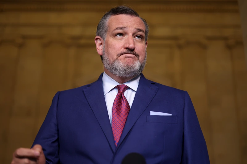 WASHINGTON, DC - SEPTEMBER 13: U.S. Sen. Ted Cruz (R-TX) speaks to members of the press outside the “AI Insight Forum” at the Russell Senate Office Building on Capitol Hill on September 13, 2023 in Washington, DC. Lawmakers are seeking input from business leaders in the artificial intelligence sector, and some of their most ardent opponents, for writing legislation governing the rapidly evolving technology. (Photo by Alex Wong/Getty Images)