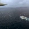 ATLANTIC OCEAN - JUNE 21: In this U.S. Coast Guard handout, a Coast Guard Air Station Elizabeth City, North Carolina HC-130 Hercules airplane flies over the French research vessel, L'Atalante approximately 900 miles East of Cape Cod during the search for the 21-foot submersible, Titan, June 21, 2023 over the Atlantic Ocean. The unified command is searching for five people after the Canadian research vessel Polar Prince lost contact with their submersible during a dive to the wreck of the Titanic on June 18, 2023. (Photo by U.S. Coast Guard via Getty Images)