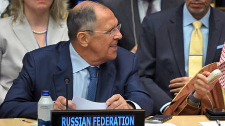 Russia's Foreign Minister Sergey Lavrov attends the 79th session of the UN General Assembly at the UN Headquarters, in New York City, the United States.