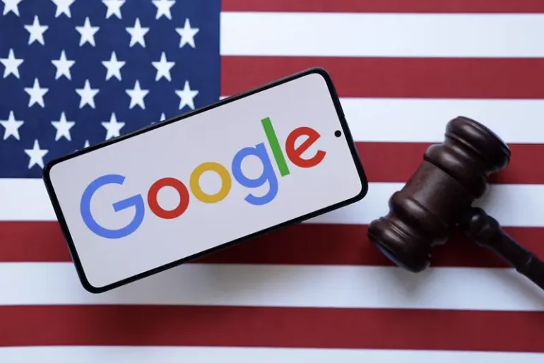 Google, U.S. flag and Judge gavel are seen in this illustration taken, August 6, 2024. REUTERS/Dado Ruvic/Illustration