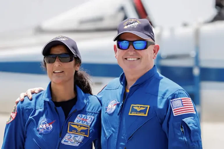 NASA astronauts Butch Wilmore and Suni Williams pose ahead of the launch of Boeing's Starliner-1 Crew Flight Test (CFT), in Cape Canaveral, Florida, U.S., April 25, 2024. REUTERS/Joe Skipper/File Photo