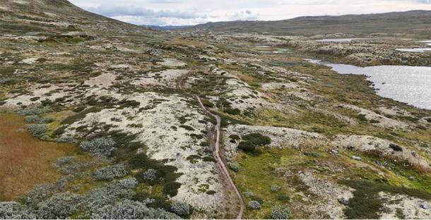 The great Nordmannslepa path winds over the Hardangervidda mountain range.