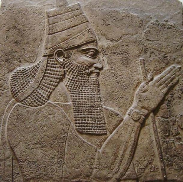 Tiglath-Pileser III: Detail from a stela from the walls of his palace.