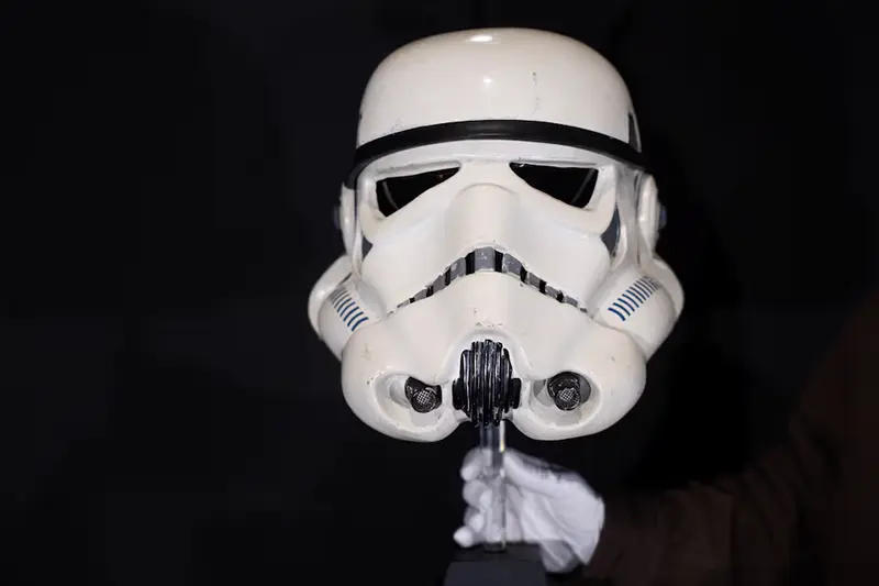 A screen-matched "Move Along" Sandtrooper Helmet from 'Star Wars: A New Hope' is displayed, at Propstore in Chenies, Britain, September 30, 2024. REUTERS/Mina Kim/File Photo