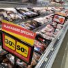 A sign announces a sale for meat at a Safeway grocery store in Annapolis, Maryland, on May 16, 2022, as Americans brace for summer sticker shock as inflation continues to grow. (Photo by Jim WATSON / AFP) (Photo by JIM WATSON/AFP via Getty Images)