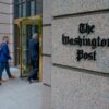 TOPSHOT - The building of the Washington Post newspaper headquarter is seen on K Street in Washington DC on May 16, 2019. - The Washington Post is a major American daily newspaper published in Washington, D.C., with a particular emphasis on national politics and the federal government. It has the largest circulation in the Washington metropolitan area. (Photo by Eric BARADAT / AFP) (Photo by ERIC BARADAT/AFP via Getty Images)