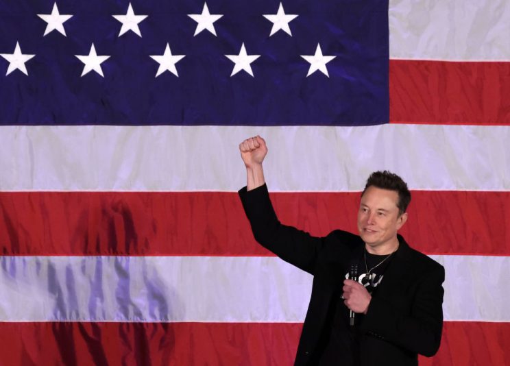 OAKS, PENNSYLVANIA - OCTOBER 18: SpaceX and Tesla founder Elon Musk speaks during a town hall for Republican presidential nominee, former U.S. President Donald Trump at the The Greater Philadelphia Expo Center & Fairgrounds on October 18, 2024 in Oaks, Pennsylvania. Musk is campaigning for former U.S. President Donald Trump and is urging his supporters to take advantage of absentee and early voting in what is expected to be a tight race in Pennsylvania. (Photo by Alex Wong/Getty Images)