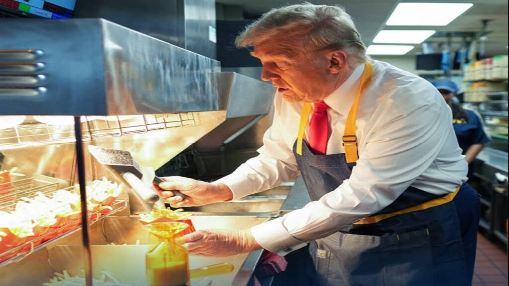 Donald McTrump Makes Fries and Serves Customers at McDonalds!