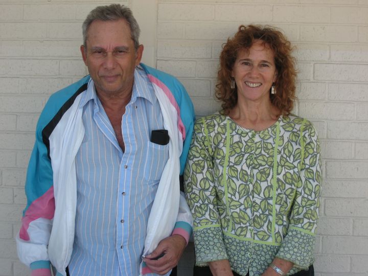 The author is pictured with her brother during a visit to Florida.