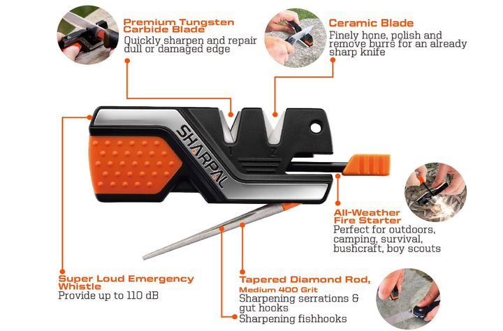 The Sharpal tool is a six-in-one survival tool.