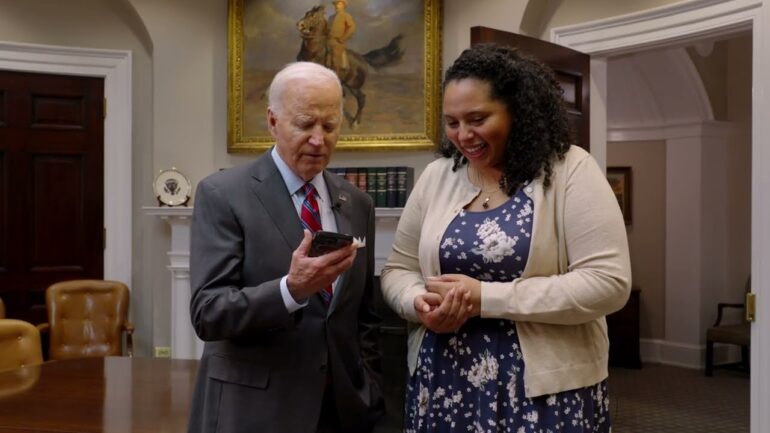 President Biden surprises Kelly, a public school teacher, with her student debt forgiveness