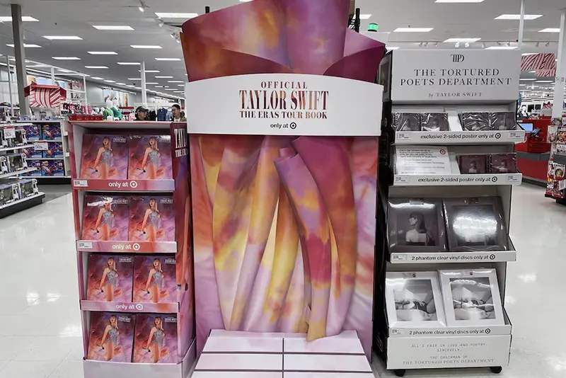 Taylor Swift merchandise on display at a Target store in North Bergen, New Jersey, U.S, November 29, 2024. REUTERS/Siddharth Cavale