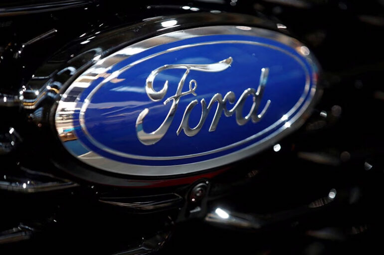 Ford logo is pictured at the 2019 Frankfurt Motor Show (IAA) in Frankfurt, Germany September 10, 2019. REUTERS/Wolfgang Rattay/File Photo