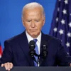 U.S. President Joe Biden holds news conference at the 2024 NATO Summit on July 11, 2024 in Washington, DC. NATO leaders convene in Washington this week for the annual summit to discuss future strategies and commitments and mark the 75th anniversary of the alliance’s founding. (Photo by Kevin Dietsch/Getty Images)