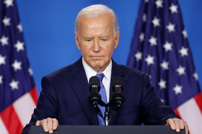 U.S. President Joe Biden holds news conference at the 2024 NATO Summit on July 11, 2024 in Washington, DC. NATO leaders convene in Washington this week for the annual summit to discuss future strategies and commitments and mark the 75th anniversary of the alliance’s founding. (Photo by Kevin Dietsch/Getty Images)