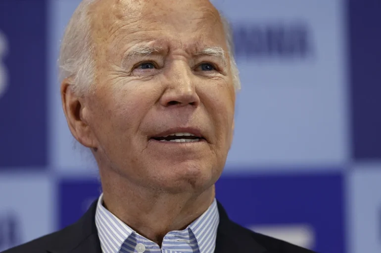 US President Joe Biden speaks at the Carpenters Local Union 445 "Get Out The Vote" event in Scranton, Pennsylvania, on November 2, 2024. (Photo by Ting Shen / AFP) (Photo by TING SHEN/AFP via Getty Images)