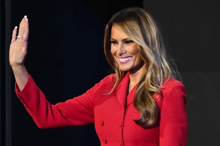 MILWAUKEE, WISCONSIN - JULY 18: Former first lady Melania Trump arrives on the fourth day of the Republican National Convention at the Fiserv Forum on July 18, 2024 in Milwaukee, Wisconsin. Delegates, politicians, and the Republican faithful are in Milwaukee for the annual convention, concluding with former President Donald Trump accepting his party's presidential nomination. The RNC takes place from July 15-18. (Photo by Leon Neal/Getty Images)