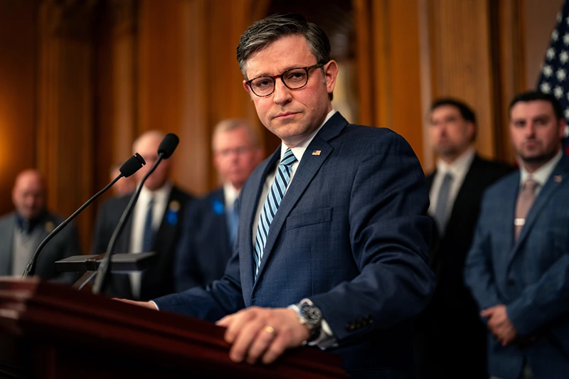 WASHINGTON, DC - MAY 15: Speaker of the House Mike Johnson (R-LA) speaks during a news conference at the U.S. Capitol on May 15, 2024 in Washington, DC. This week marks National Police Week, which sees thousands of police officers from departments across the country coming to Washington DC to honor law enforcement who died in the line of duty. (Photo by Kent Nishimura/Getty Images)