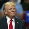 GRAND RAPIDS, MICHIGAN - JULY 20: Republican Presidential nominee former President Donald J. Trump holds his first public campaign rally with his running mate, Vice Presidential nominee U.S. Senator J.D. Vance (R-OH) (not pictured), at the Van Andel Arena on July 20, 2024 in Grand Rapids, Michigan. This is also Trump's first public rally since he was shot in the ear during an assassination attempt in Pennsylvania on July 13. Photo by Bill Pugliano/Getty Images)