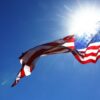 AUSTIN, TEXAS - OCTOBER 20: The flag of the United States flies over the circuit during practice ahead of the F1 Grand Prix of United States at Circuit of The Americas on October 20, 2023 in Austin, Texas. (Photo by Mark Thompson/Getty Images)