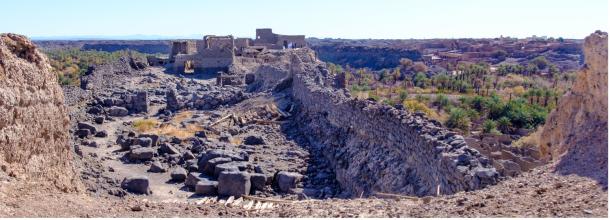 The ruins of a fortress found on the Khaybar Oasis in northwestern Saudi Arabia.