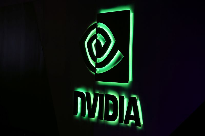 A NVIDIA logo is shown at SIGGRAPH 2017 in Los Angeles, California, U.S. July 31, 2017. REUTERS/Mike Blake