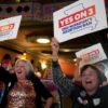 People at an election night watch party react after an abortion rights amendment in Missouri passed.