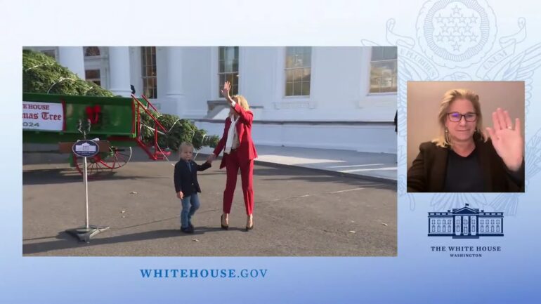 First Lady Jill Biden Receives the Official 2024 White House Christmas Tree at the White House