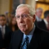 Senate Minority Leader Mitch McConnell (R-KY) takes a question from a reporter during a news conference following the weekly Senate Republican policy luncheon at the U.S. Capitol on November 19, 2024 in Washington, DC. During the news conference Senate Republicans discussed U.S. President-elect Donald Trump's desire for recess appointments, if Congress will pass a continuing resolution or an omnibus bill at the end of the year, and other topics. (Photo by Andrew Harnik/Getty Images)