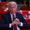 US President Joe Biden speaks during a holiday visit to patients and families at Children's National Hospital in Washington, DC, on December 20, 2024. (Photo by Ting Shen / AFP) (Photo by TING SHEN/AFP via Getty Images)