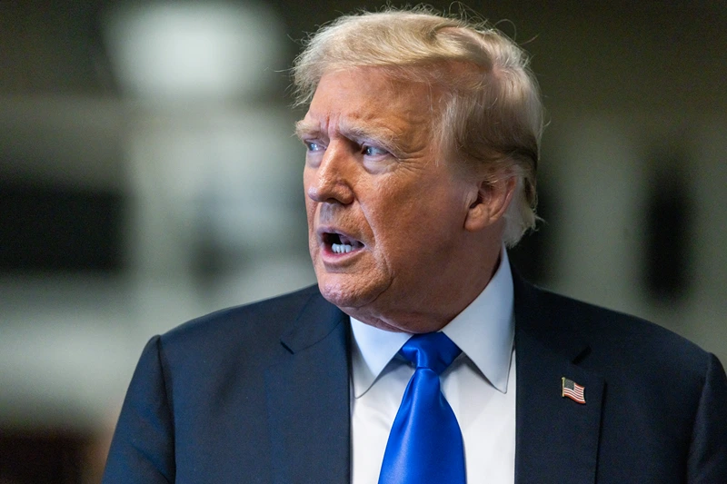 Former U.S. President Donald Trump speaks to the media as he arrives to court for his hush money trial at Manhattan Criminal Court on May 30, 2024 in New York City. Judge Juan Merchan gave the jury instructions, and deliberations are entering their second day. The former president faces 34 felony counts of falsifying business records in the first of his criminal cases to go to trial. (Photo by Justin Lane - Pool/Getty Images)