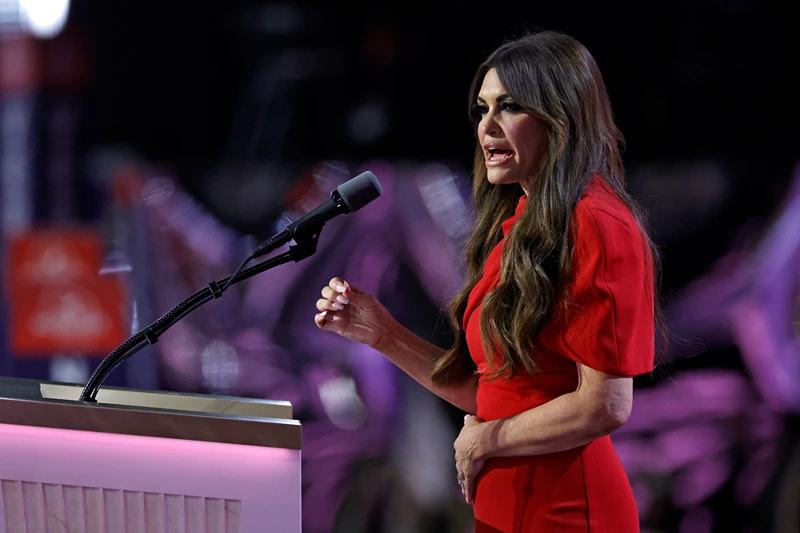 US TV news personality Kimberly Guilfoyle speaks during the third day of the 2024 Republican National Convention at the Fiserv Forum in Milwaukee, Wisconsin, on July 17, 2024. Days after he survived an assassination attempt Donald Trump won formal nomination as the Republican presidential candidate and picked Ohio US Senator J.D. Vance for running mate. (Photo by Kamil Krzaczynski / AFP) (Photo by KAMIL KRZACZYNSKI/AFP via Getty Images)