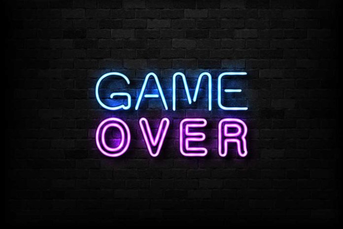 Neon sign displaying game over text