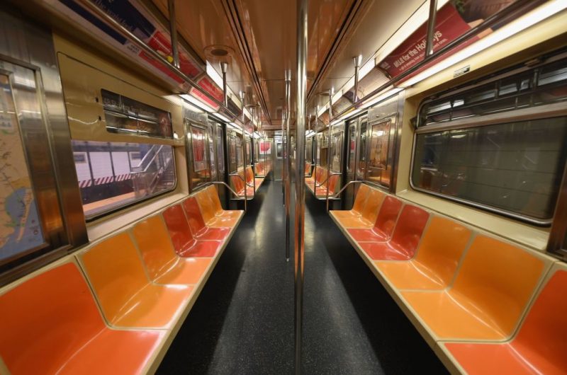 TOPSHOT - An empty New York Subway car is seen on March 23, 2020 in New York City. - Wall Street fell early March 23, 2020 as Congress wrangled over a massive stimulus package while the Federal Reserve unveiled new emergency programs to boost the economy including with unlimited bond buying. About 45 minutes into trading, the Dow Jones Industrial Average was down 0.6 percent at 19,053.17, and the broad-based S&P 500 also fell 0.6 percent to 2,290.31 after regaining some ground lost just after the open. (Photo by Angela Weiss / AFP) (Photo by ANGELA WEISS/AFP via Getty Images)