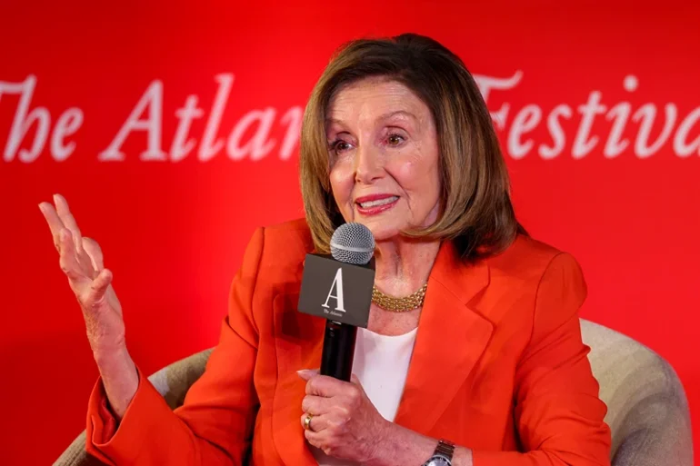 Nancy Pelosi speaks on stage during the "Nancy Pelosi on The Art of Power" panel for The Atlantic Festival 2024 on September 19, 2024 in Washington, DC. (Photo by Jemal Countess/Getty Images for The Atlantic)