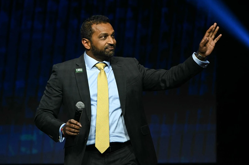 Former Chief of Staff to the United States Secretary of Defense Kash Patel speaks during a Turning Point Action 'United for Change' campaign rally for former US President and Republican presidential candidate Donald Trump in Las Vegas, Nevada, on October 24, 2024. (Photo by Patrick T. Fallon / AFP) (Photo by PATRICK T. FALLON/AFP via Getty Images)