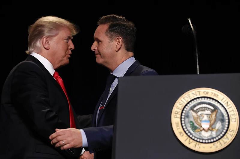 Creator/Executive Producer Mark Burnett and businessman Donald Trump attend the Museum of Television and Radio presents "The Apprentice" at the Museum of Television and Radio on September 20, 2004 in Beverly Hills, California. (Photo by Stephen Shugerman/Getty Images)